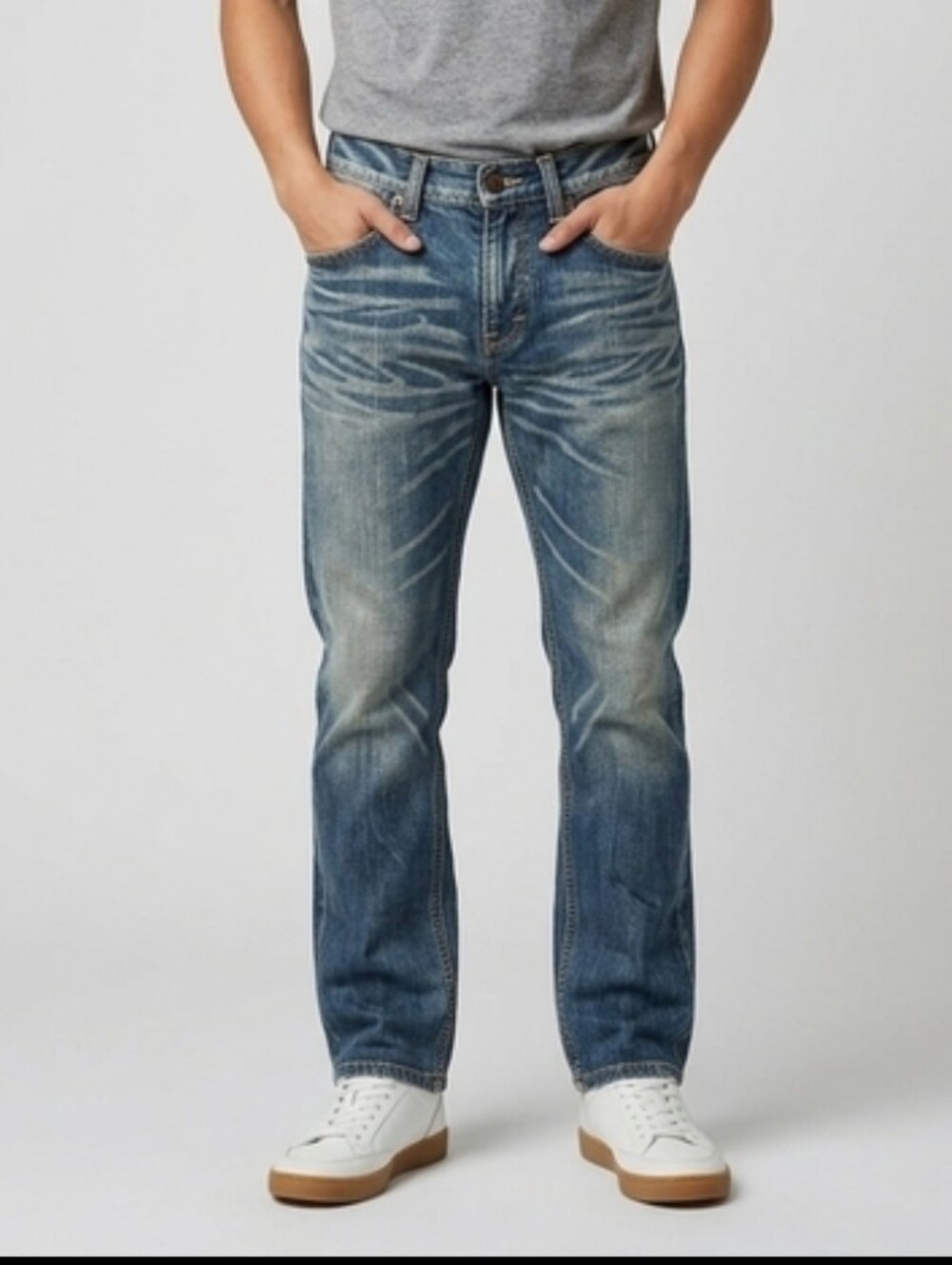Edwin 503 Blue Trip Distressed Straight Leg Jeans Size 31
